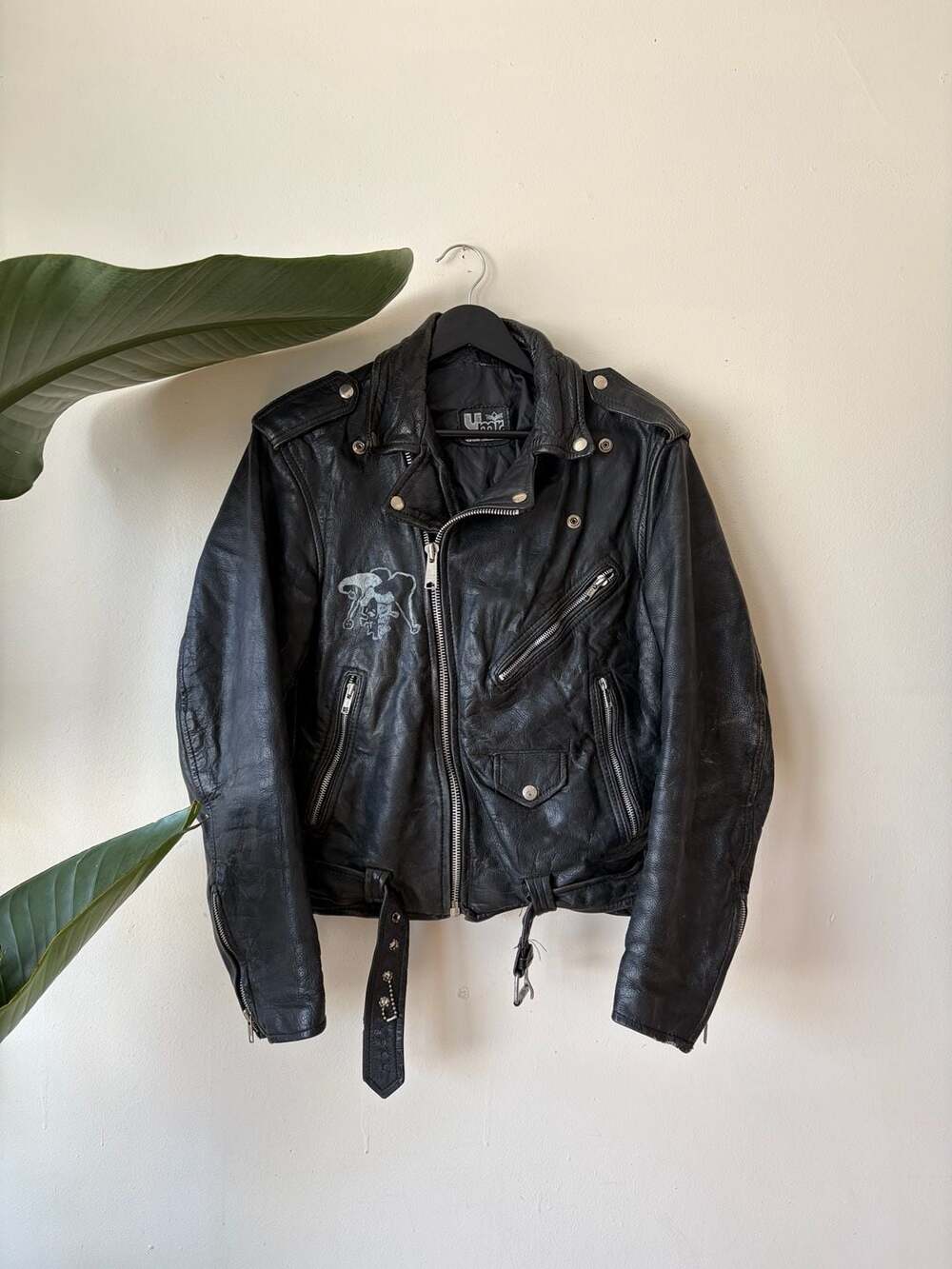 Umr Leather Biker Jacket Black The Delinquents Custom Hand Painted